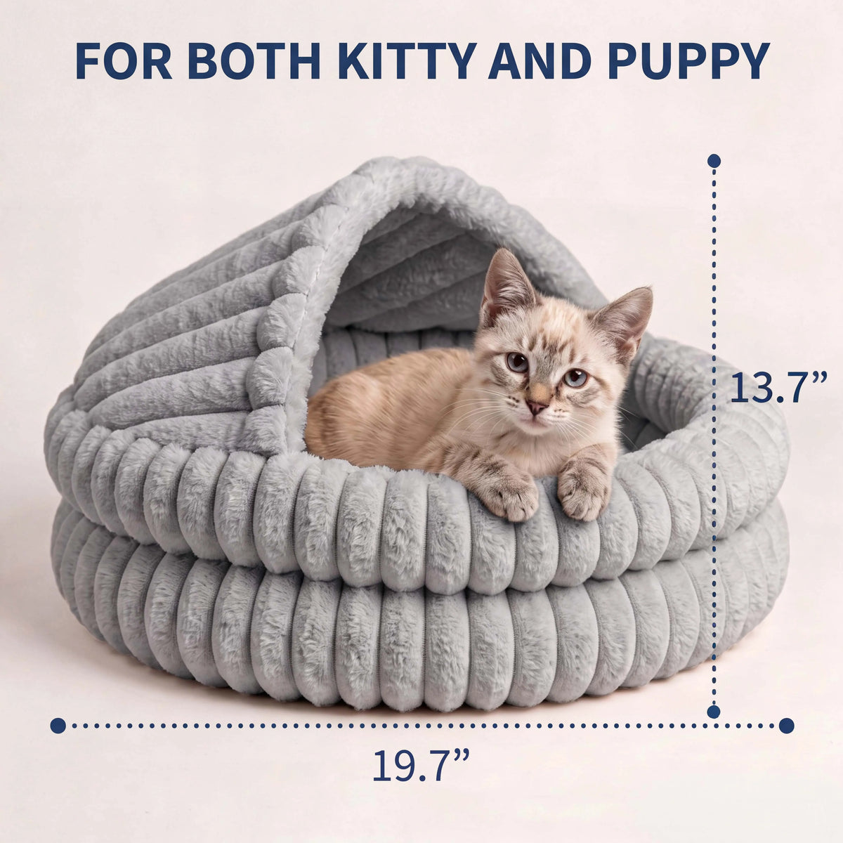 Soft Hooded Cat Cave Bed – Round Enclosed Self-Warming Hideaway for Indoor Cats & Small Dogs, Machine Washable with Non-Slip Bottom