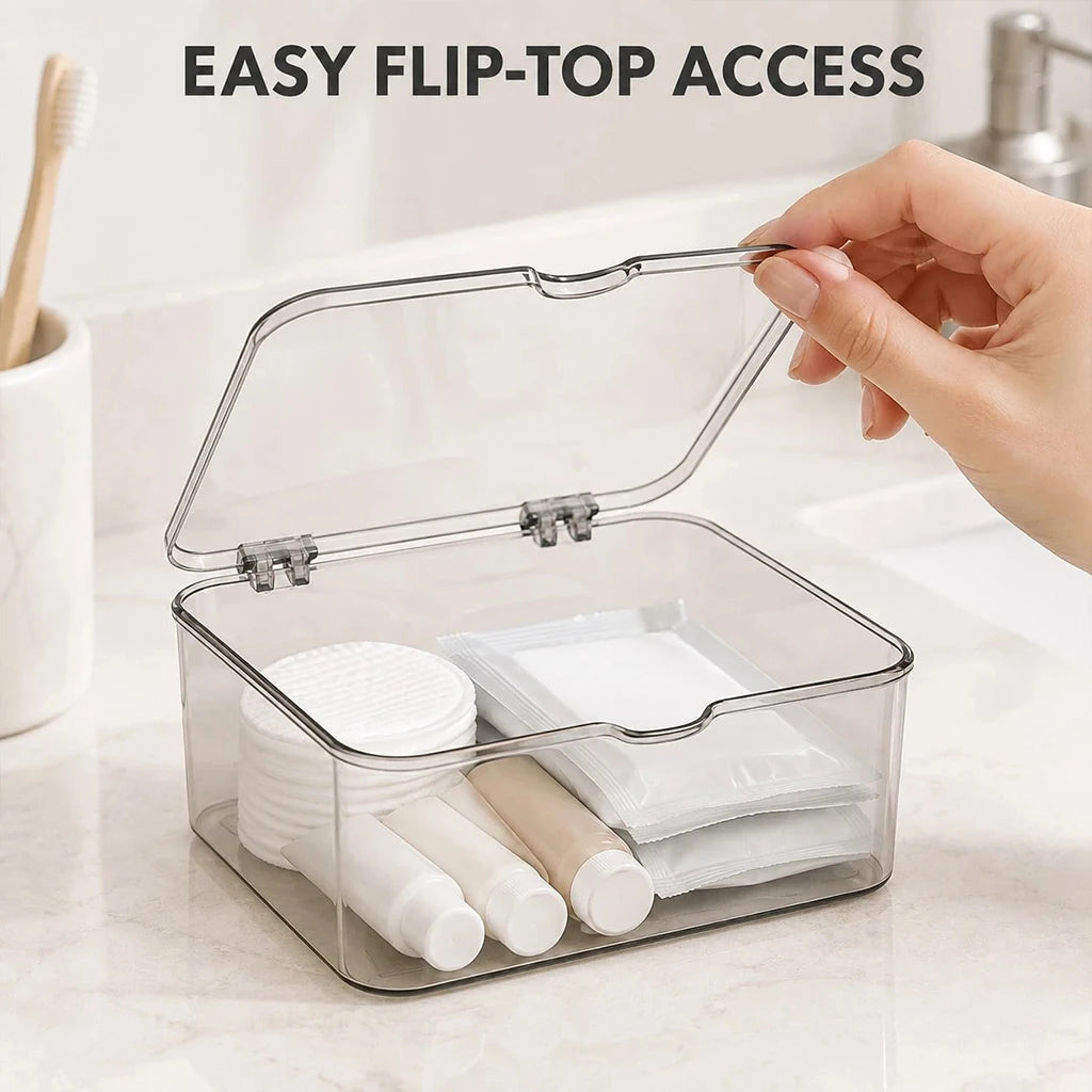 1 pc Transparent Plastic Storage Box with Lid Organizer for Medicine Cosmetics Makeup Jewelry Stationery Desktop Drawer Container Dustproof Clear Bin
