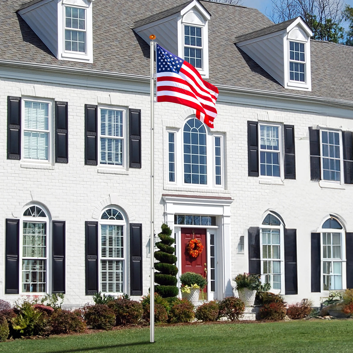 Heavy Duty Aluminum Telescopic Flag Pole Kit With American Flag