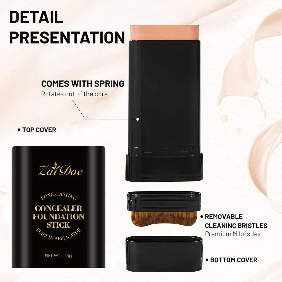 ZaiDoc Long Lasting Full Coverage Concealer Foundation Stick Makeup