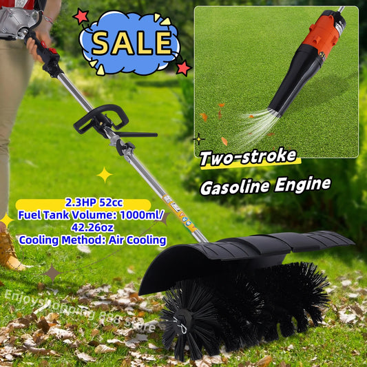CNCEST Gas Powered Handheld Sweeper Broom With Blower Attachment
