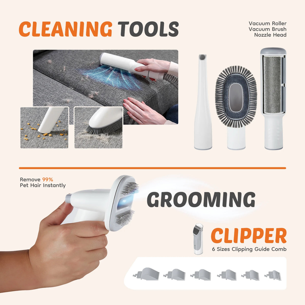 JHK Professional Pet Grooming Vacuum Kit With Quiet Clippers