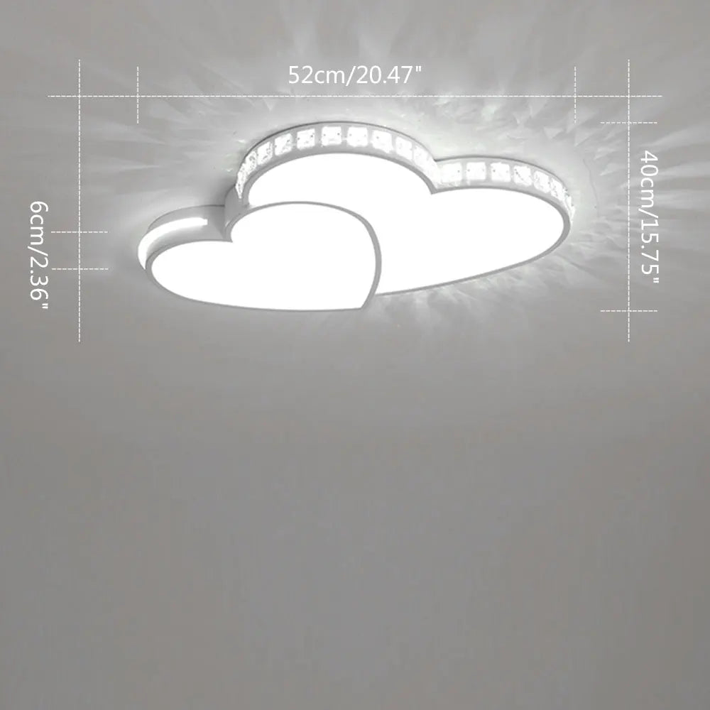 Modern Heart Shaped Ceiling Lights Crystal LED Flush Mount Lamp Cartoon Children's Room Living Room Bedroom Lamp Fixture