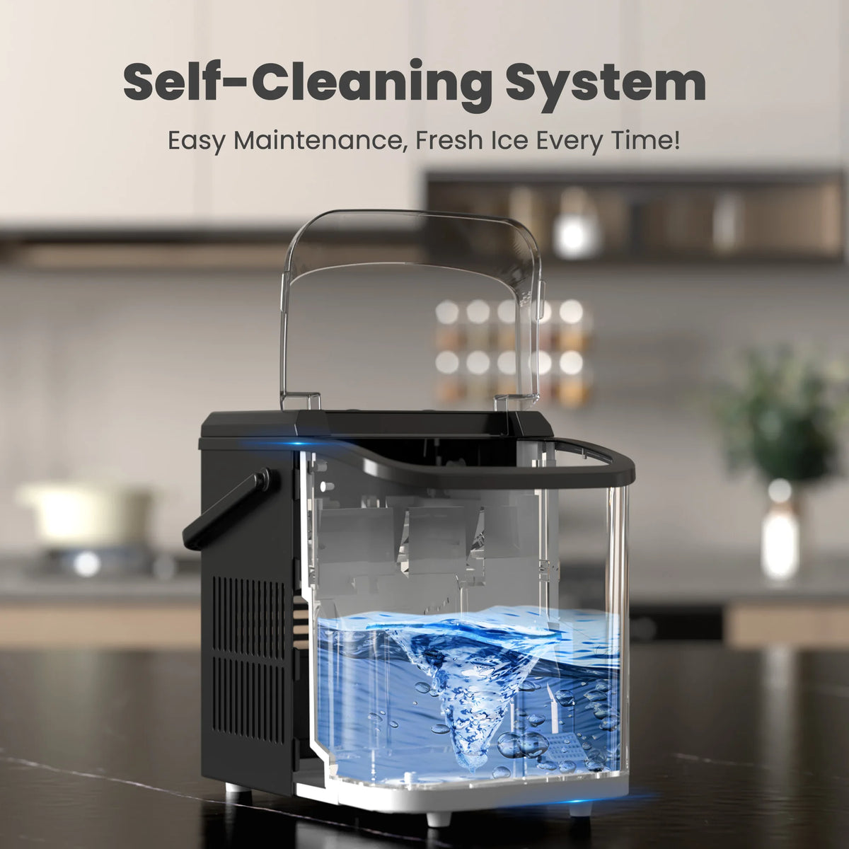 JHK Portable Countertop Ice Maker With Self Cleaning Function