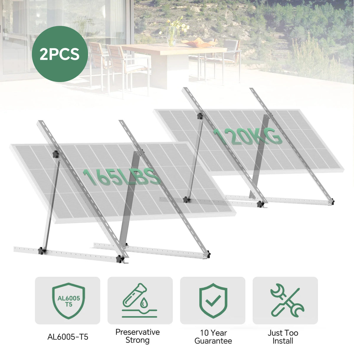 RVPOZWER 45in/47in 4PCS 2PCS 1PCS Adjustable Solar Panel Bracket Heavy‑Duty Tilt Legs Mount Stand for Roof RV Caravan Boat Off‑Grid Outdoor Solar Installation