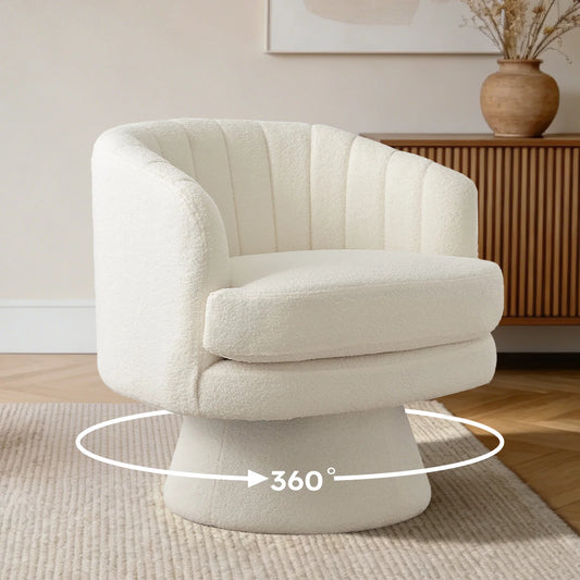 EBELLO Modern Swivel Accent Barrel Chair With Curved Back