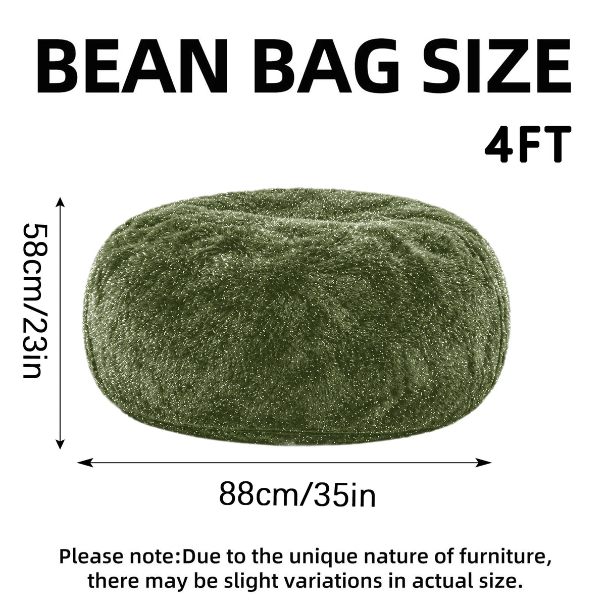 Fluffy Faux Fur Bean Bag Chair With Rebound Memory Foam