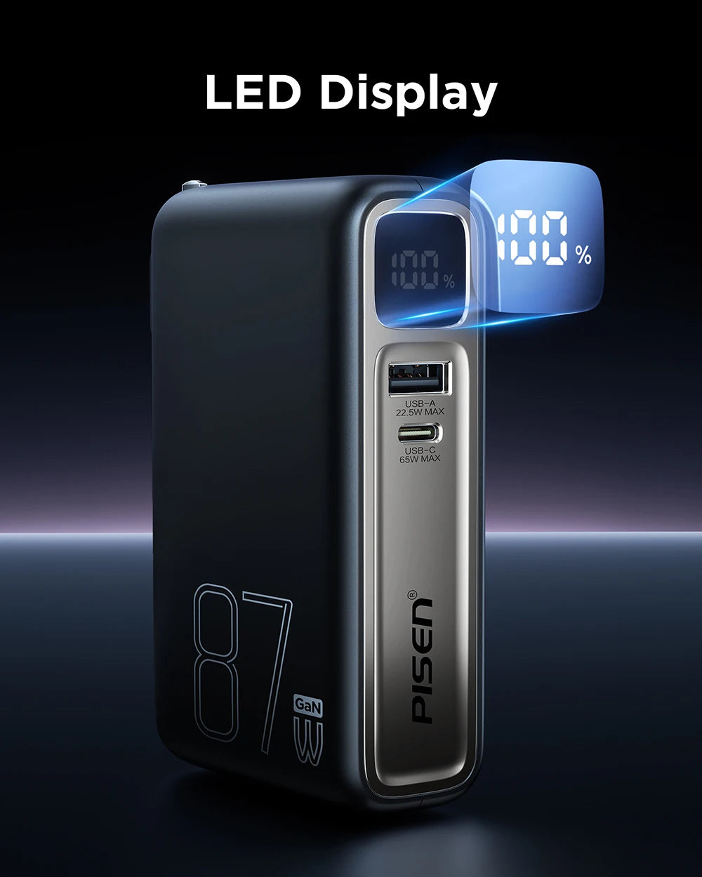 PISEN GaN Hybrid Power Bank With Wall Plug Fast Charger