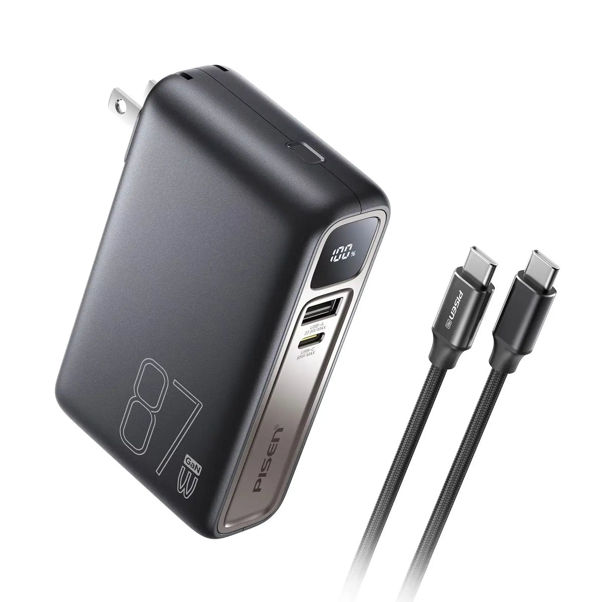 PISEN GaN Hybrid Power Bank With Wall Plug Fast Charger