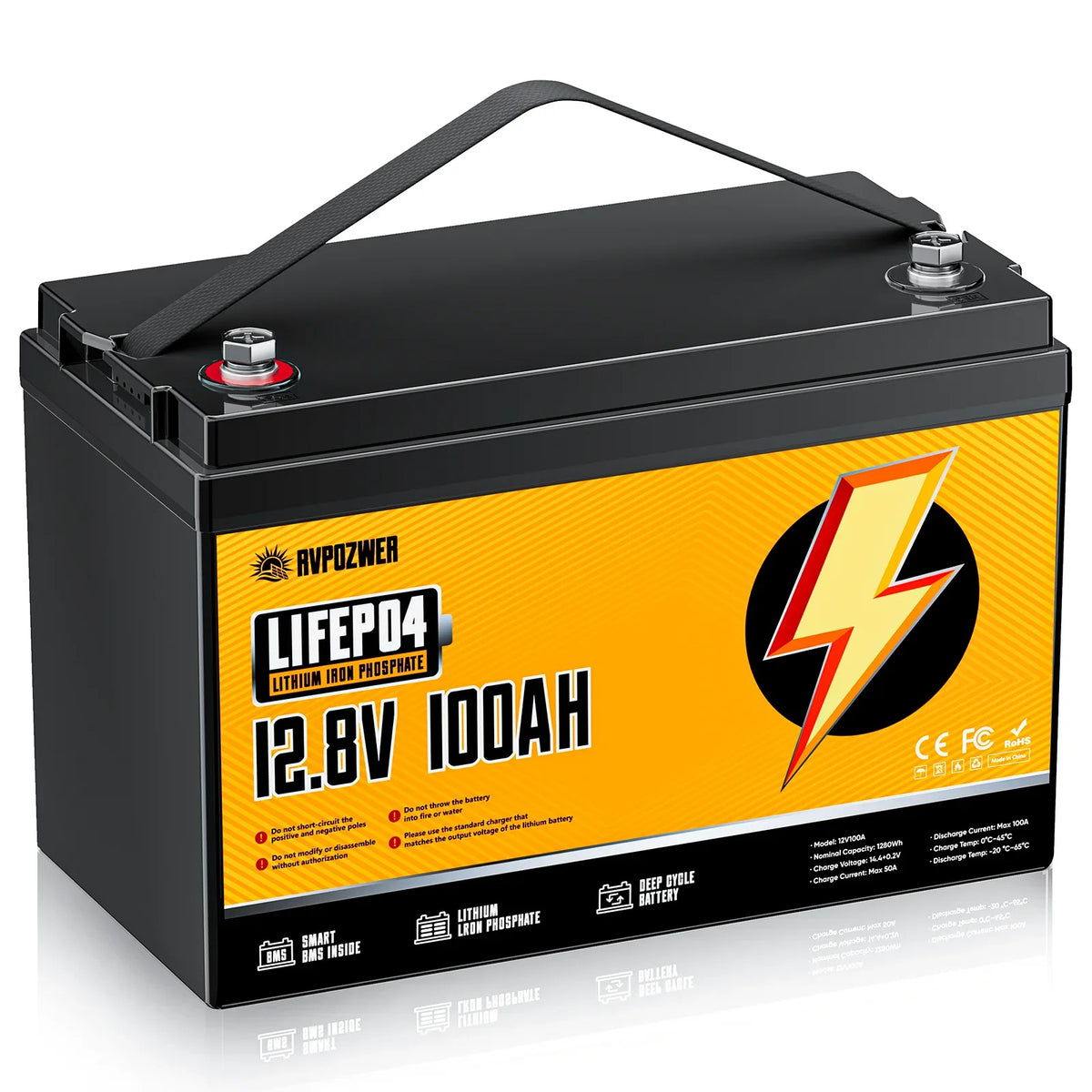 RVPOZWER LiFePO4 Lithium Battery for RV Marine and Solar Power