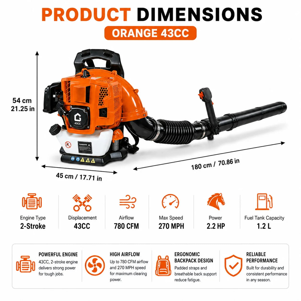 Gas Powered Backpack Leaf Blower With Variable Speed Cruise Control