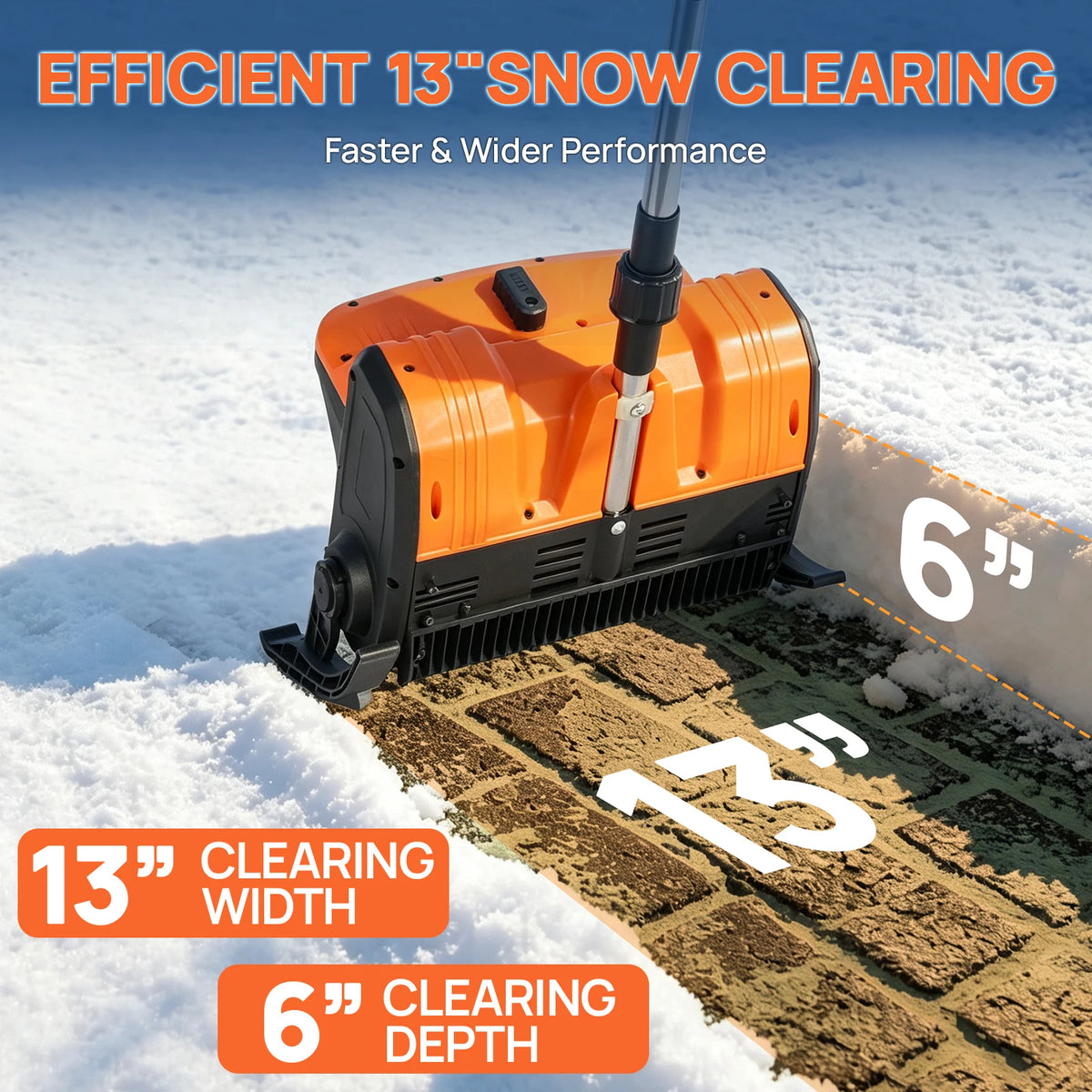 Brushless Cordless Snow Shovel With Foldable Design And Ski Wheels