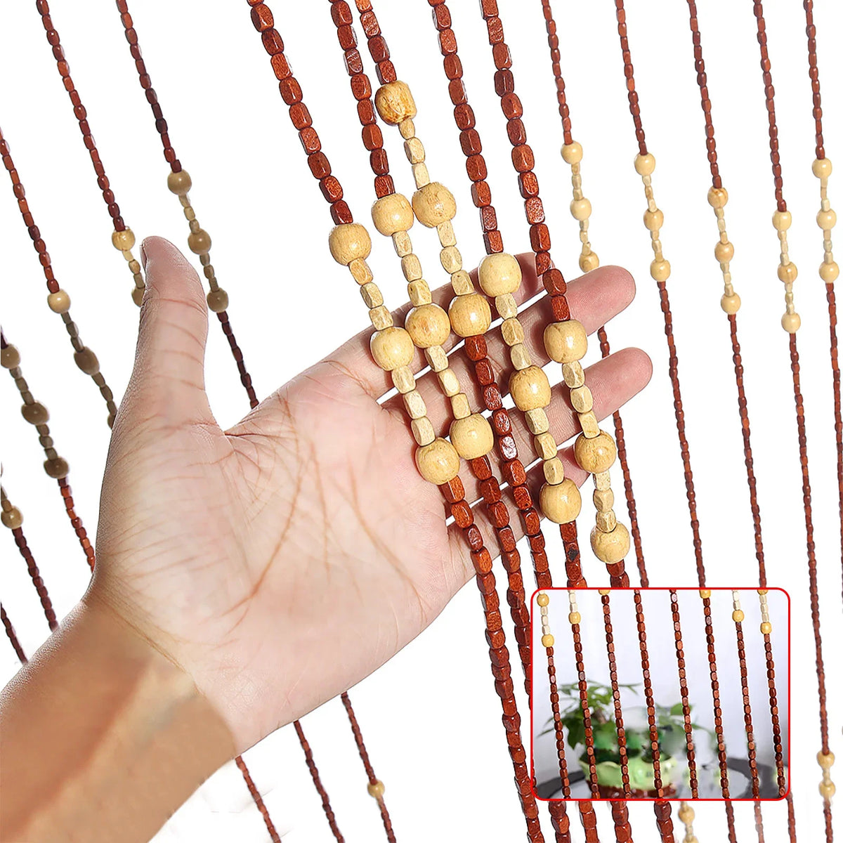 90x175CM 27 Lines Door Curtain Wooden Bead Curtain With Jagged Pattern Fly Screen Gate Divider Sheer For Home Accessories