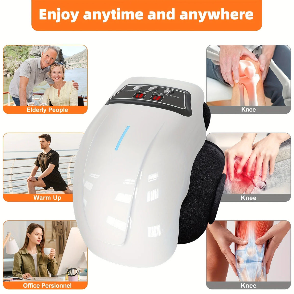 Ekmoey Knee Massager With Heat, 9 Heating Modes & 9 Vibration Speed, Adjustable Straps, Cordless Design, Heating Pad For Joints, Muscles And Knees, Massager For Knee Relax, Massager Gift For Mom/Dad/Women/Men