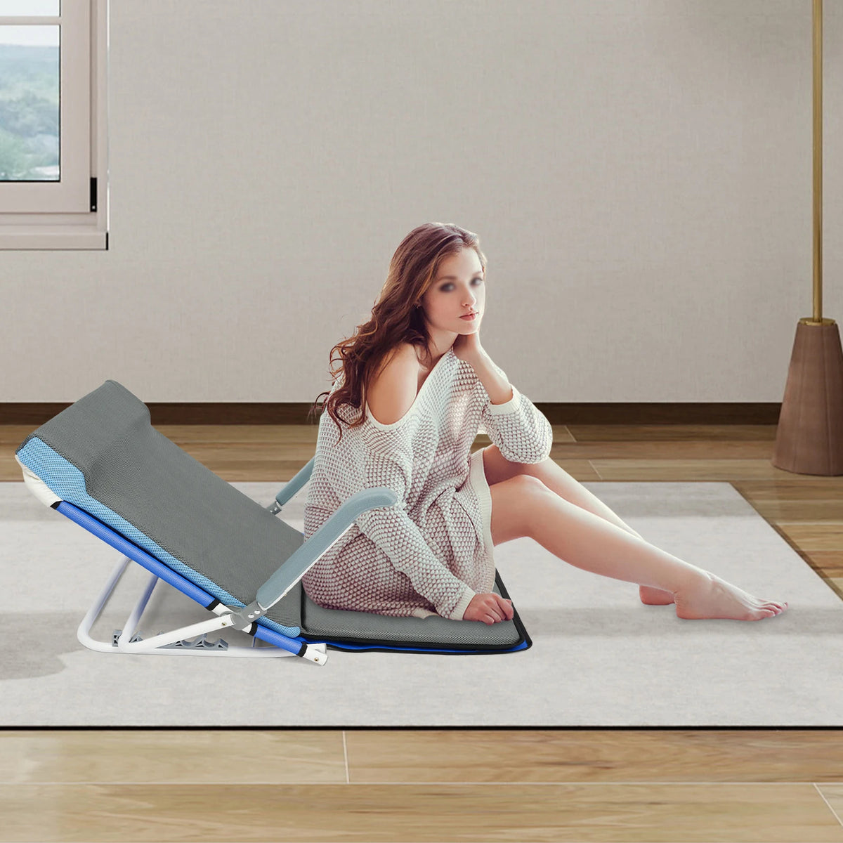 Adjustable Folding Bed Backrest Floor Chair for Reading Relaxation