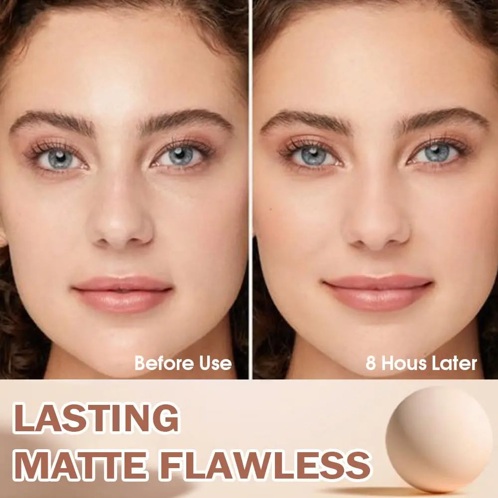 Waterproof Matte Pressed Powder Foundation for Full Coverage Oil Control