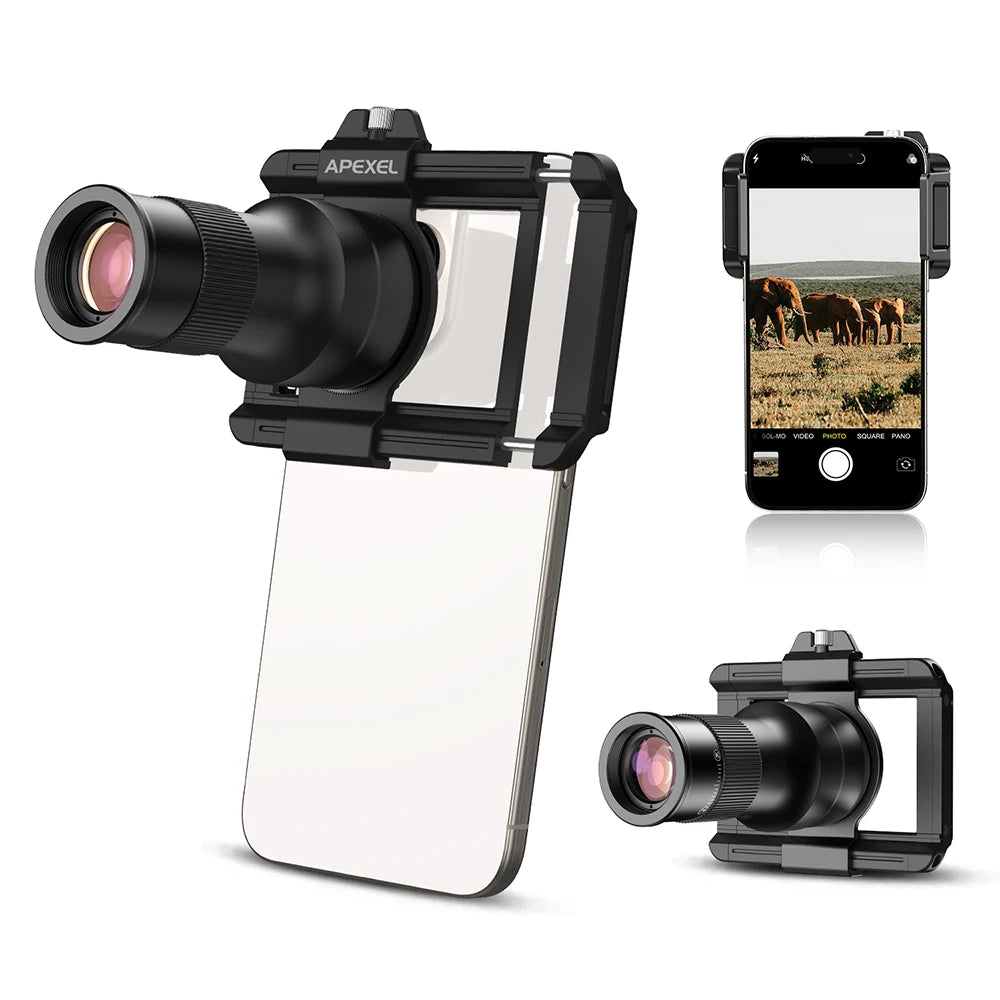 APEXEL 2in1 Telephoto Macro Lens Observation 6X Telescope Lens for IPhone 18/17/16 Samsung Xiaomi and All Smartphones Shooting Mobile Phone Lens Accessories