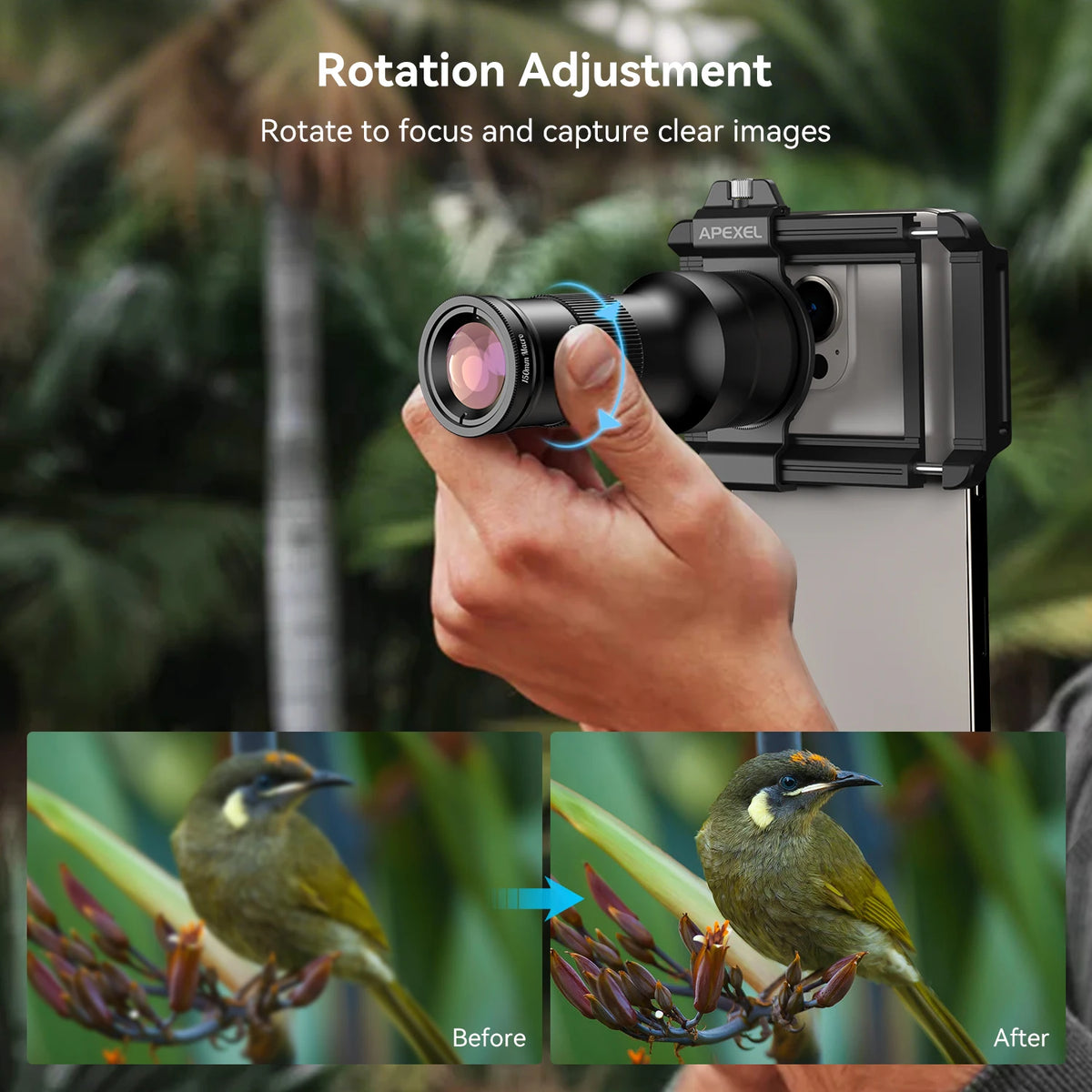 APEXEL 2in1 Telephoto Macro Lens Observation 6X Telescope Lens for IPhone 18/17/16 Samsung Xiaomi and All Smartphones Shooting Mobile Phone Lens Accessories