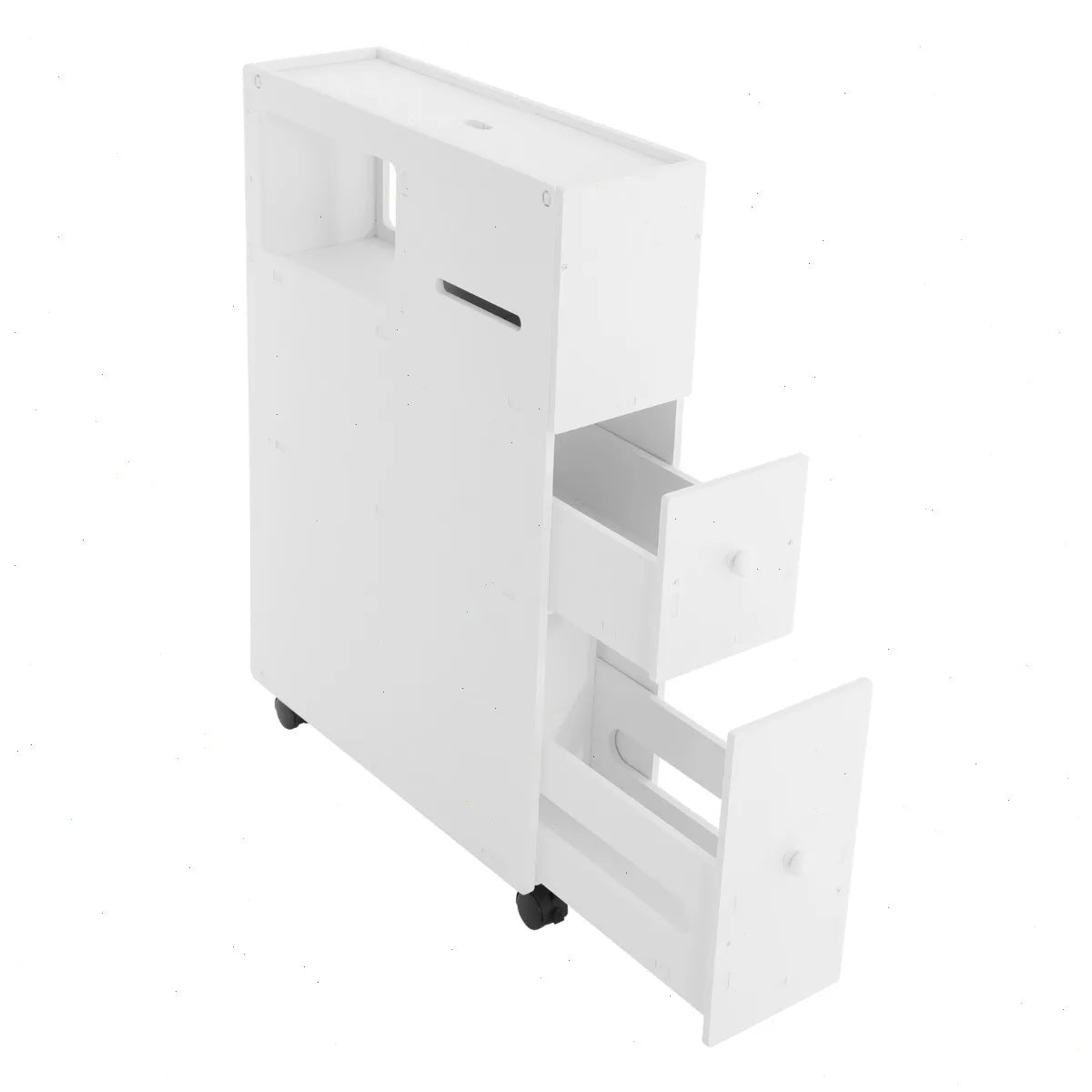 Narrow Bathroom Storage Cabinet, PVC, 4 Wheels with Brakes, Multi-Layer, Slim, for Toilet, Bathroom, Living Room, Organizer, Trolley, Floor Storage, Space Saving