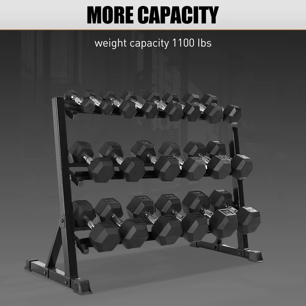 Ye 1100LB Capacity Adjustable 3-Tier Dumbbell Rack for Home Gyms, 36-Inch Base Model Storage Stand