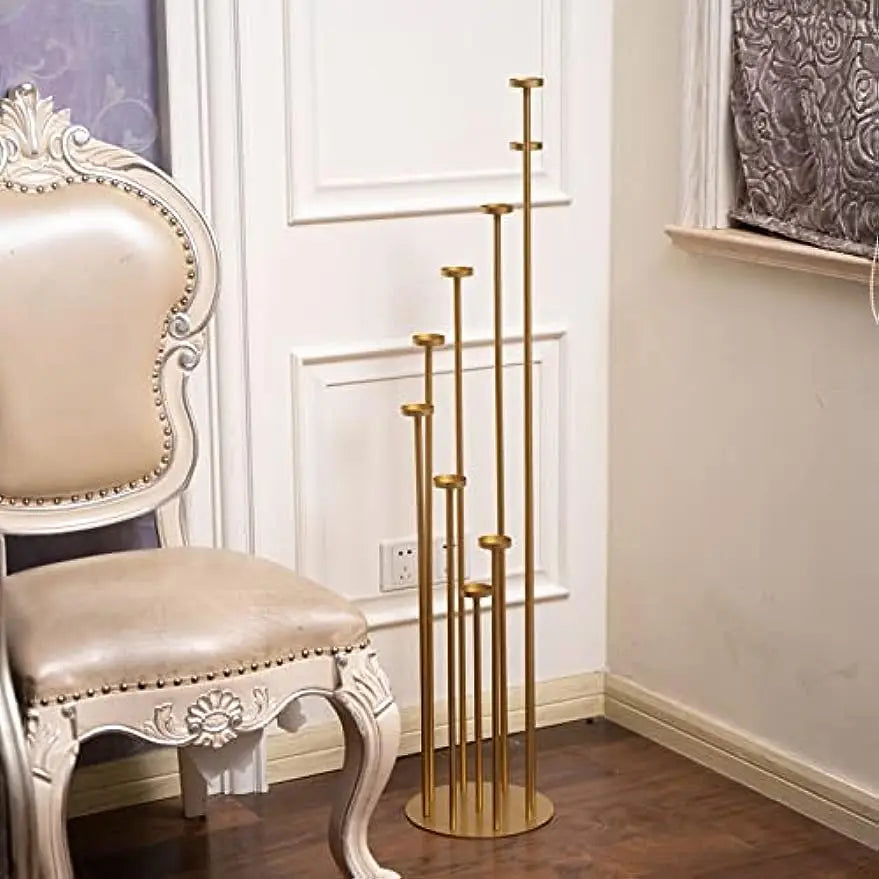Nine Arm Pillar Candle Holder Candelabra For Wedding Table Decor