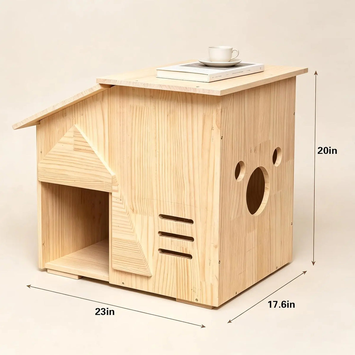 Small Indoor Dog House - Handcrafted Wooden Pet Shelter for Puppy, Natural Solid Wood Cozy Habitat, Easy Assembly Home Decor