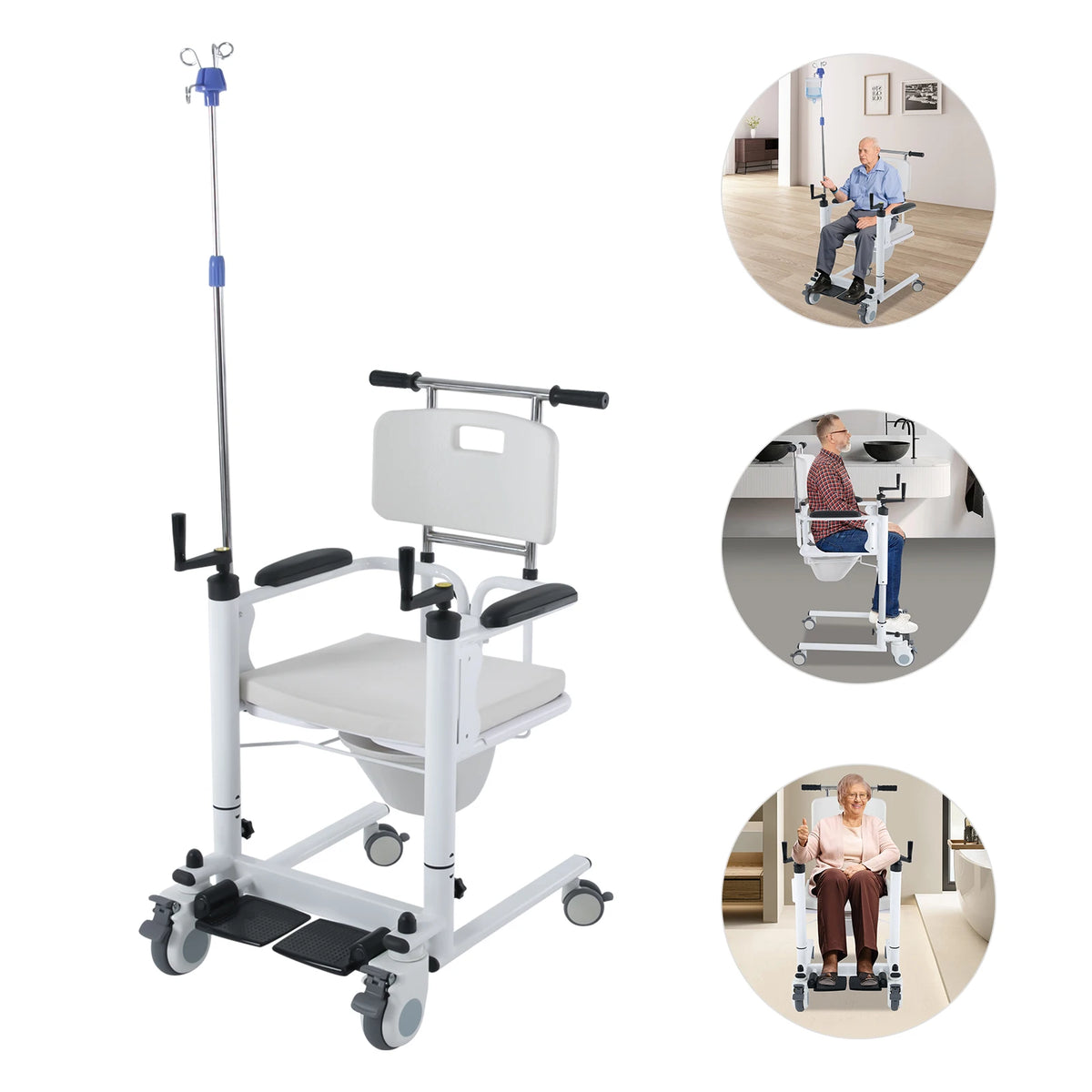 Multifunctional Patient Lift Transfer Chair With Shower Commode