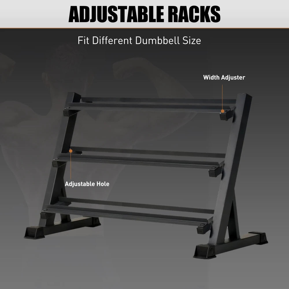 Ye 1100LB Capacity Adjustable 3-Tier Dumbbell Rack for Home Gyms, 36-Inch Base Model Storage Stand