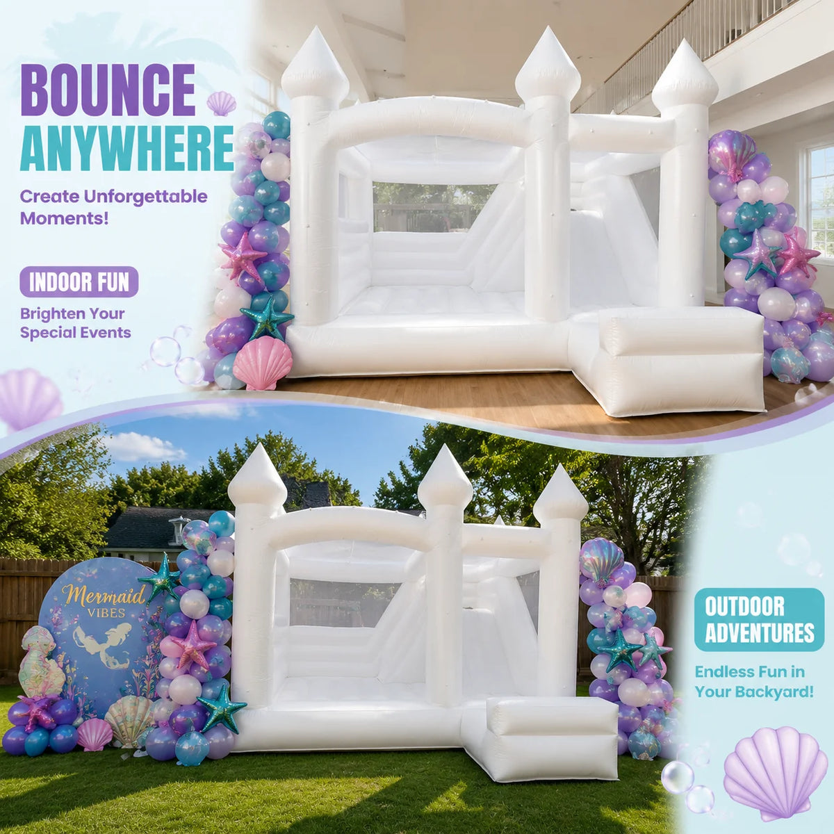 VANCEN Inflatable Bounce House With Slide For Outdoor Play