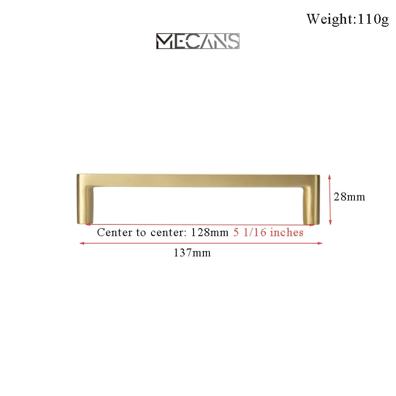 Solid Brass Cabinet Handle Drawer Wardrobe Pulls Cupboard Handles Dresser Knob Brass Furniture Long Handle Cocina Accesorio