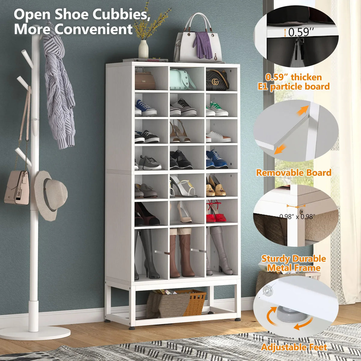 Tribesigns Wooden Shoe Cabinet With Display Storage Shelf