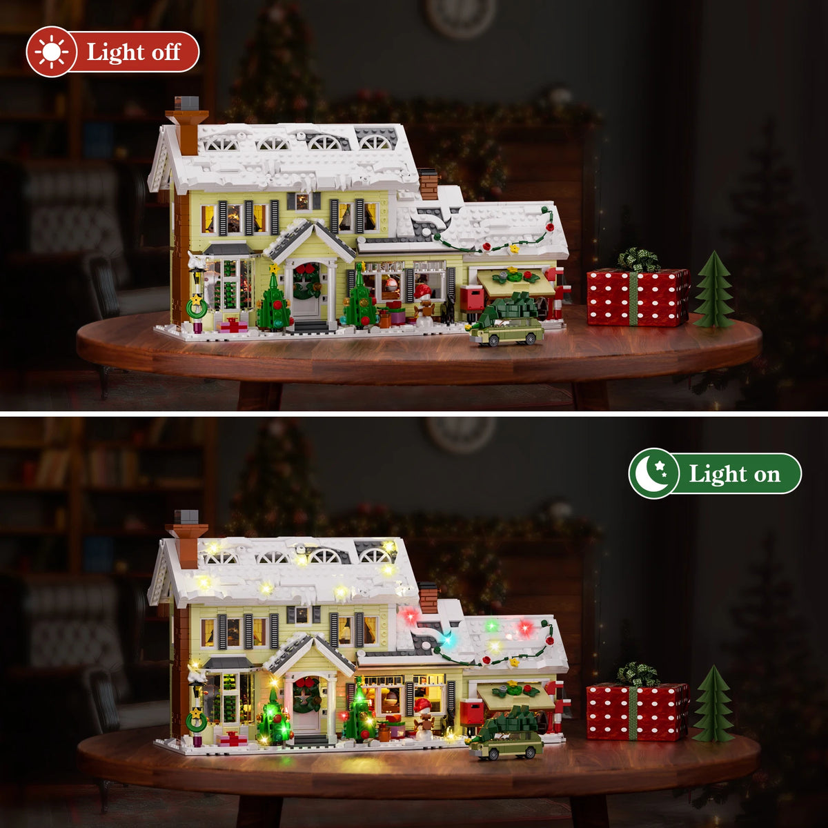 Christmas Snow Village Building Blocks House Model Ornament