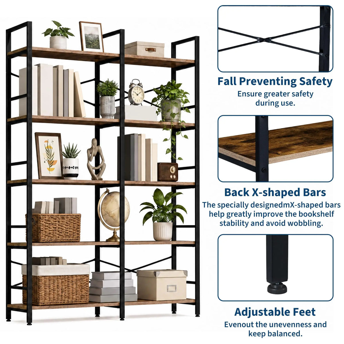 Freestanding Open Shelf Bookcase For Home Office Storage