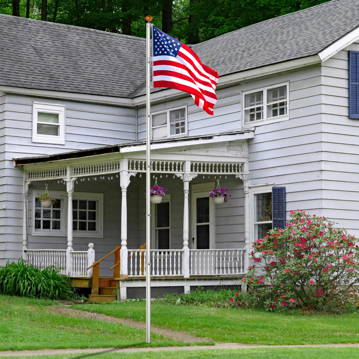 Heavy Duty Aluminum Telescopic Flag Pole Kit With American Flag