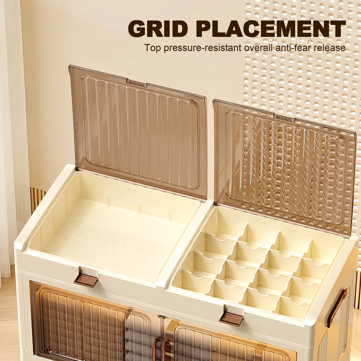 50cm Wide Foldable Storage Cabinet Home Cabinet With Wheels Magnetic Door Home Bedroom Kitchen Plastic Storage Cabinet