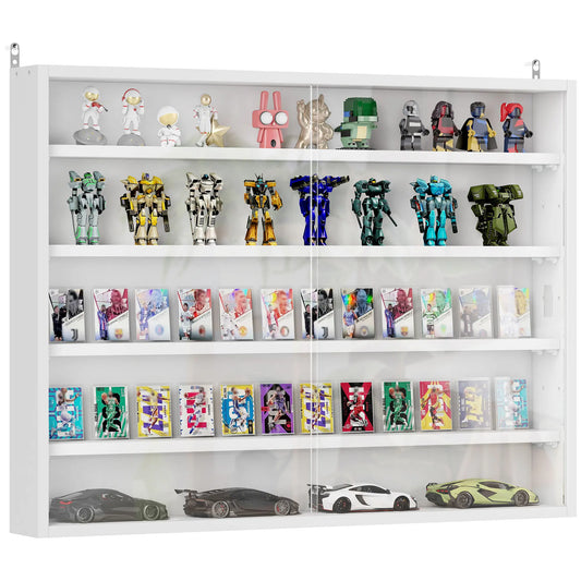 HOMCOM Wall-Mounted Glass Display Cabinet With Adjustable Shelves