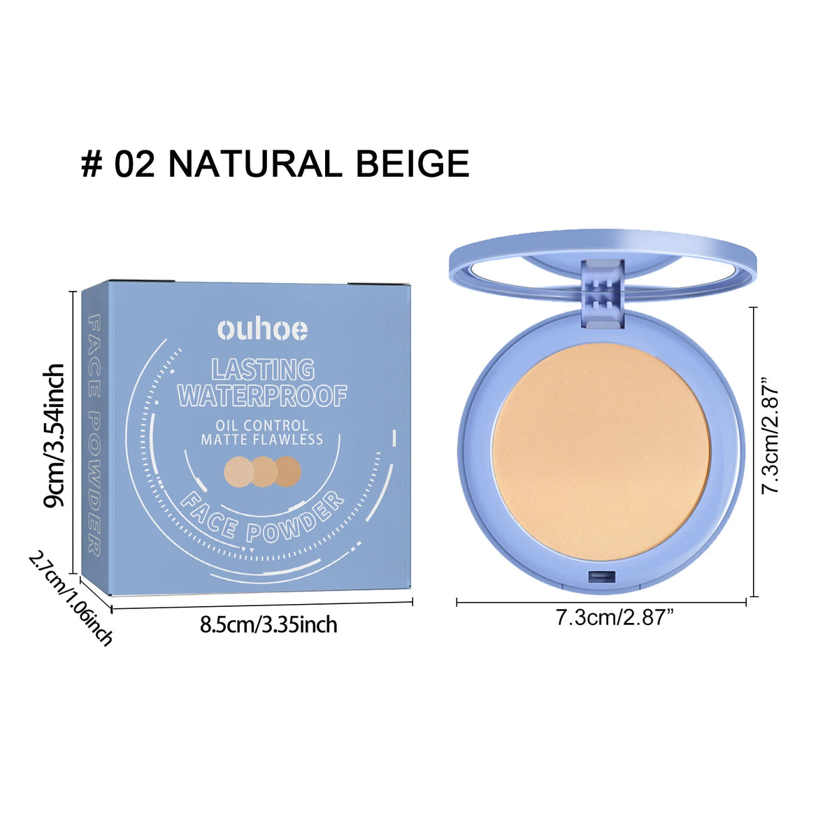Waterproof Matte Pressed Powder Foundation for Full Coverage Oil Control
