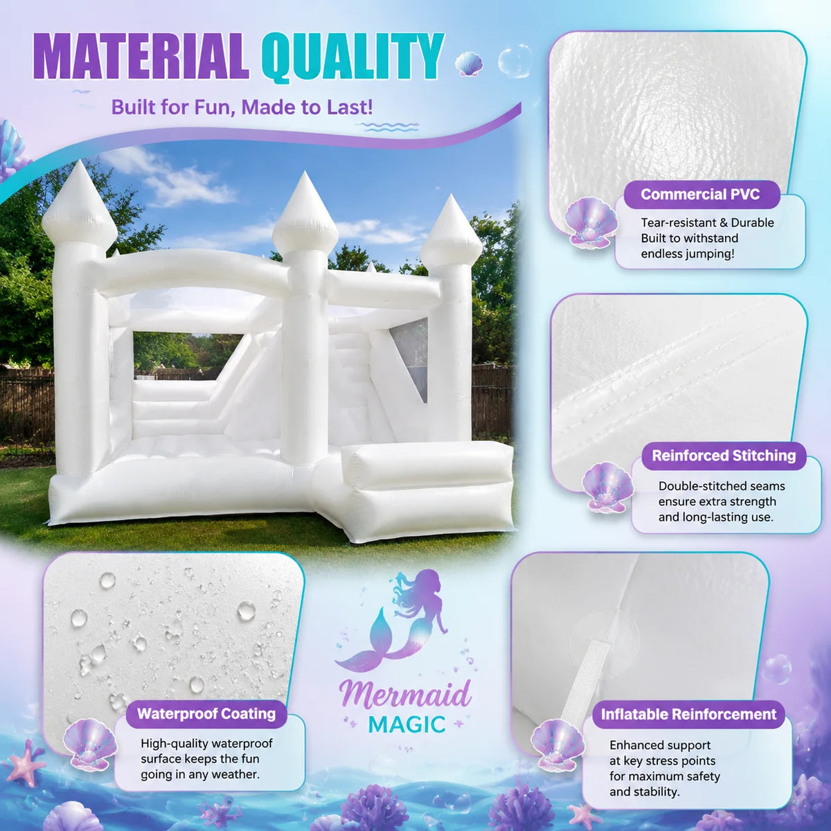 VANCEN Inflatable Bounce House With Slide For Outdoor Play