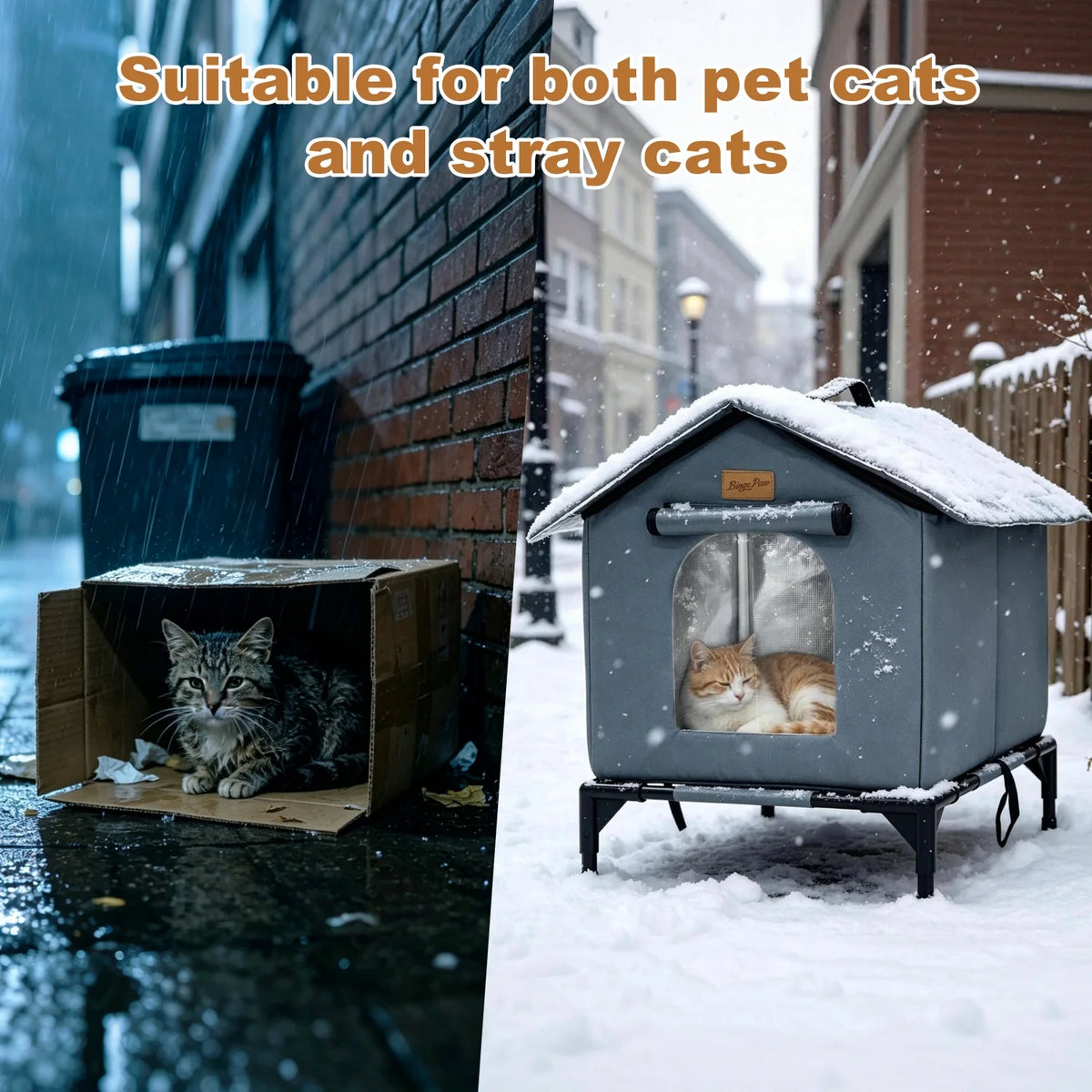Outdoor Cat Shelter Elevated Insulated Feral Cat House Waterproof Cat Tent Pet House Oxford Fabric Aluminum Foil Coating for All Season