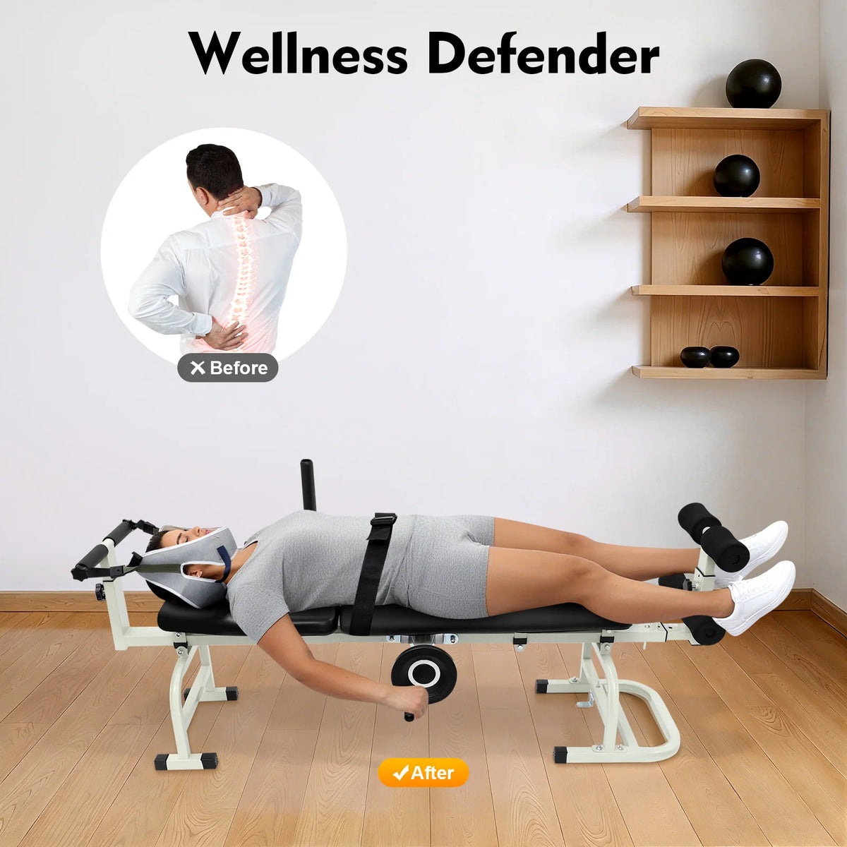 Adjustable Cervical Lumbar Traction Bed Neck Stretching Device
