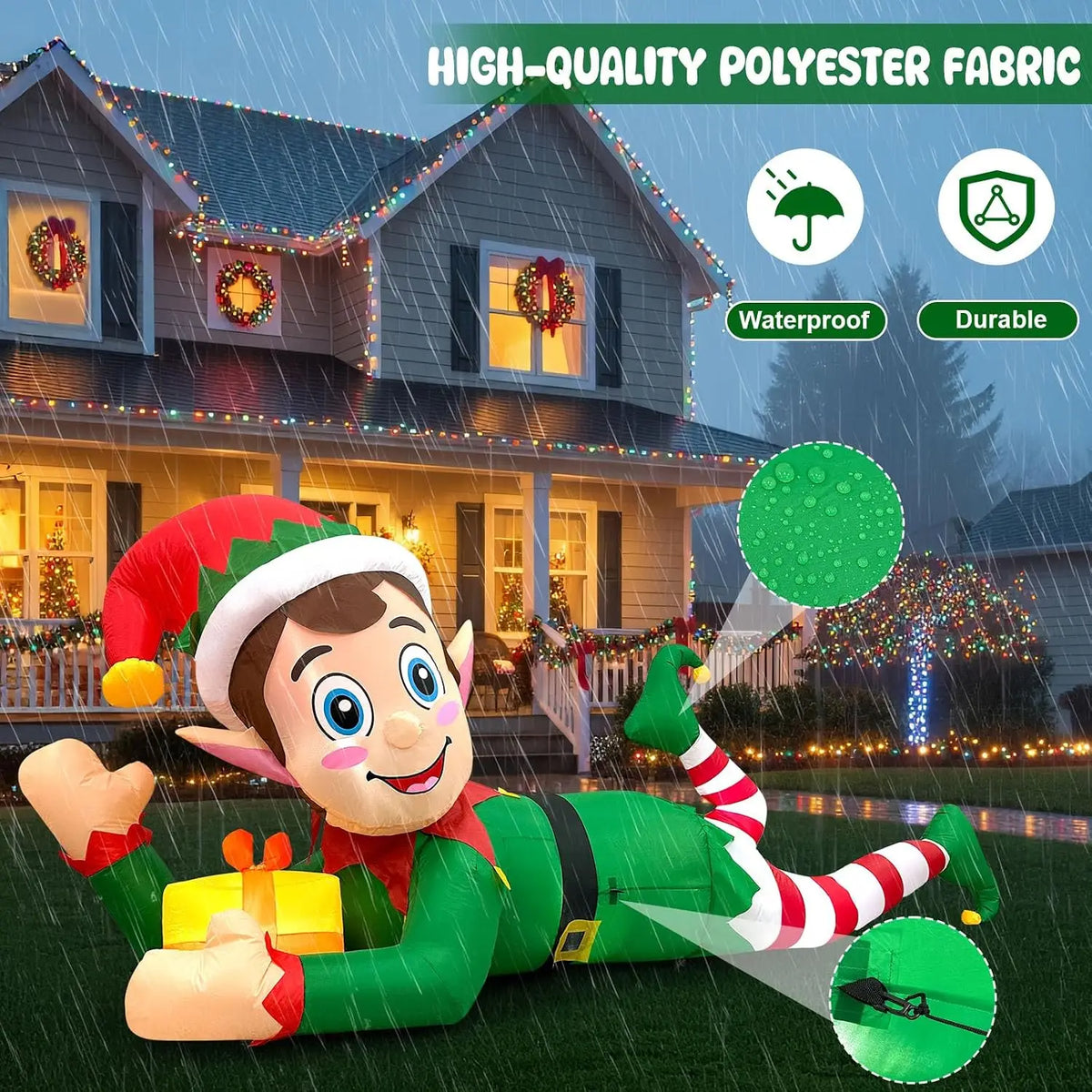 SHXI Christmas Elf Inflatable Yard Decoration With LED Lights