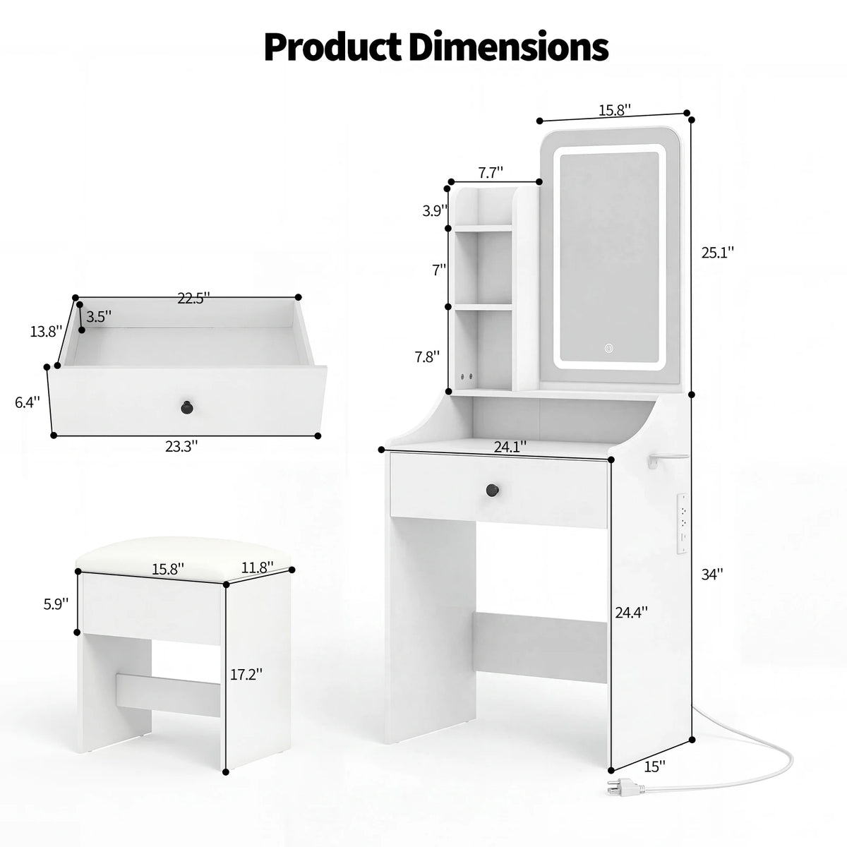 MCQ Living Room Wood Cabinet With LED Mirror Small Makeup Vanity Desk Storage Display Nightstand Bedside Coffee Sofa Tea Table Cabinets For Furniture