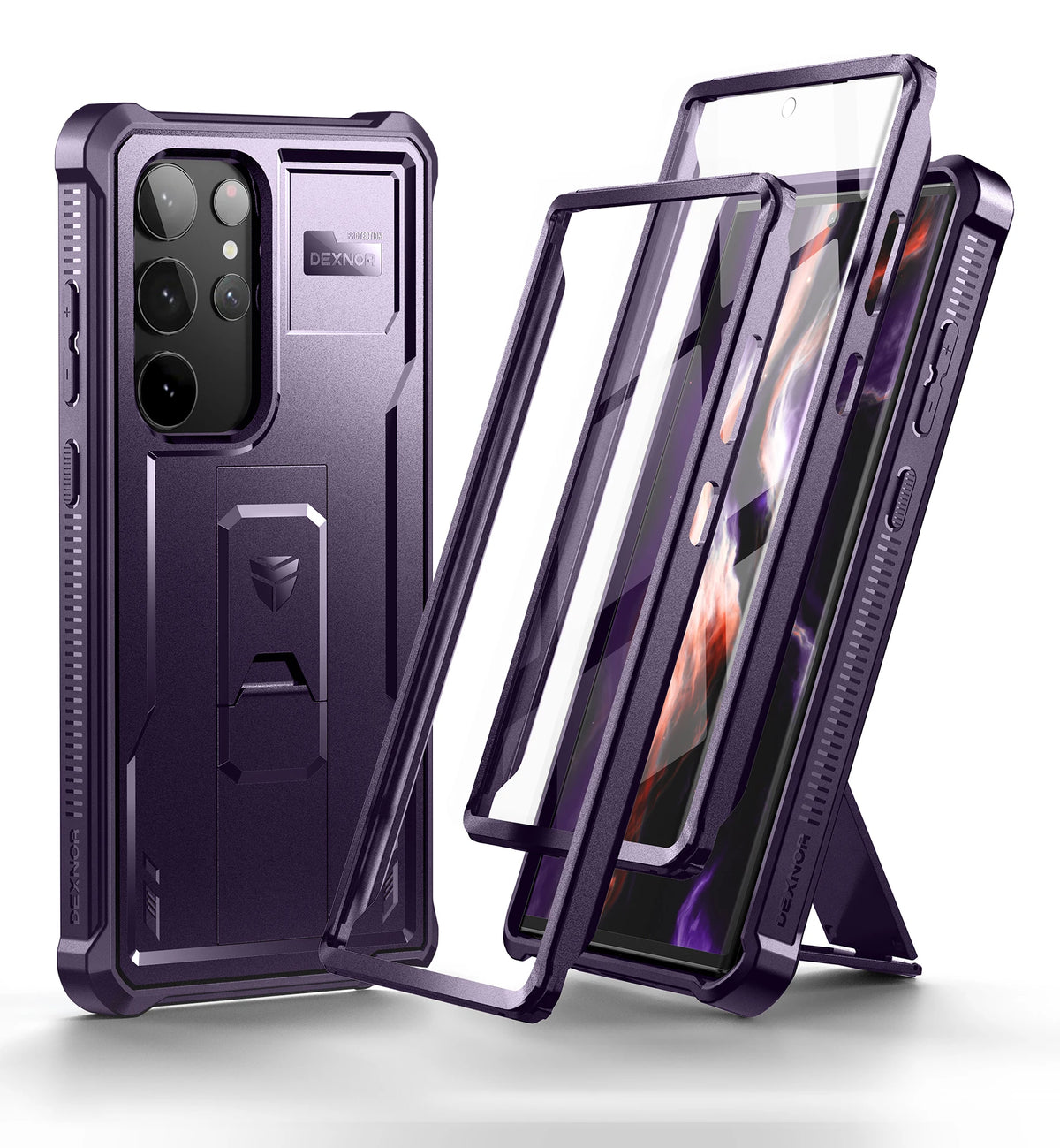 Dexnor for Samsung Galaxy S23 Ultra Case Full Body Heavy Duty Military Grade Protection Built-in Screen Protector and Kickstand