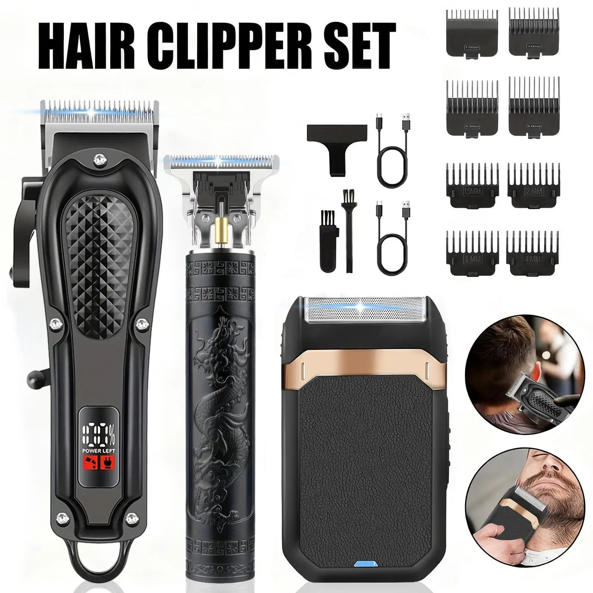 Cordless Mens Grooming Kit With Electric Shaver And Hair Clippers
