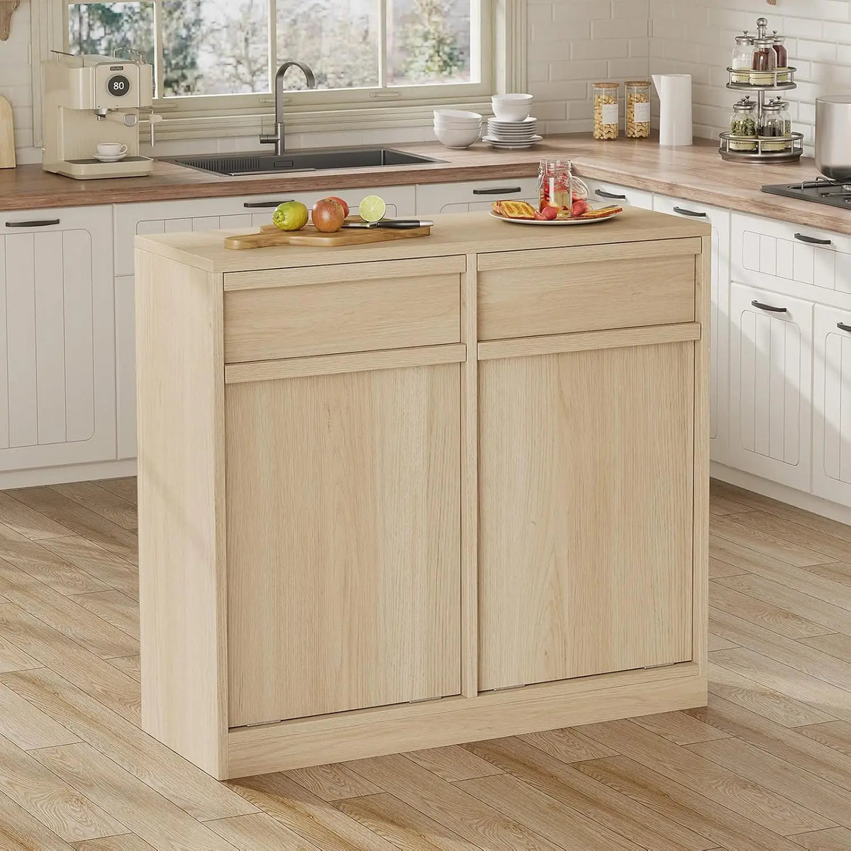 HiMISS Double Tilt Out Trash Cabinet With Hidden Storage