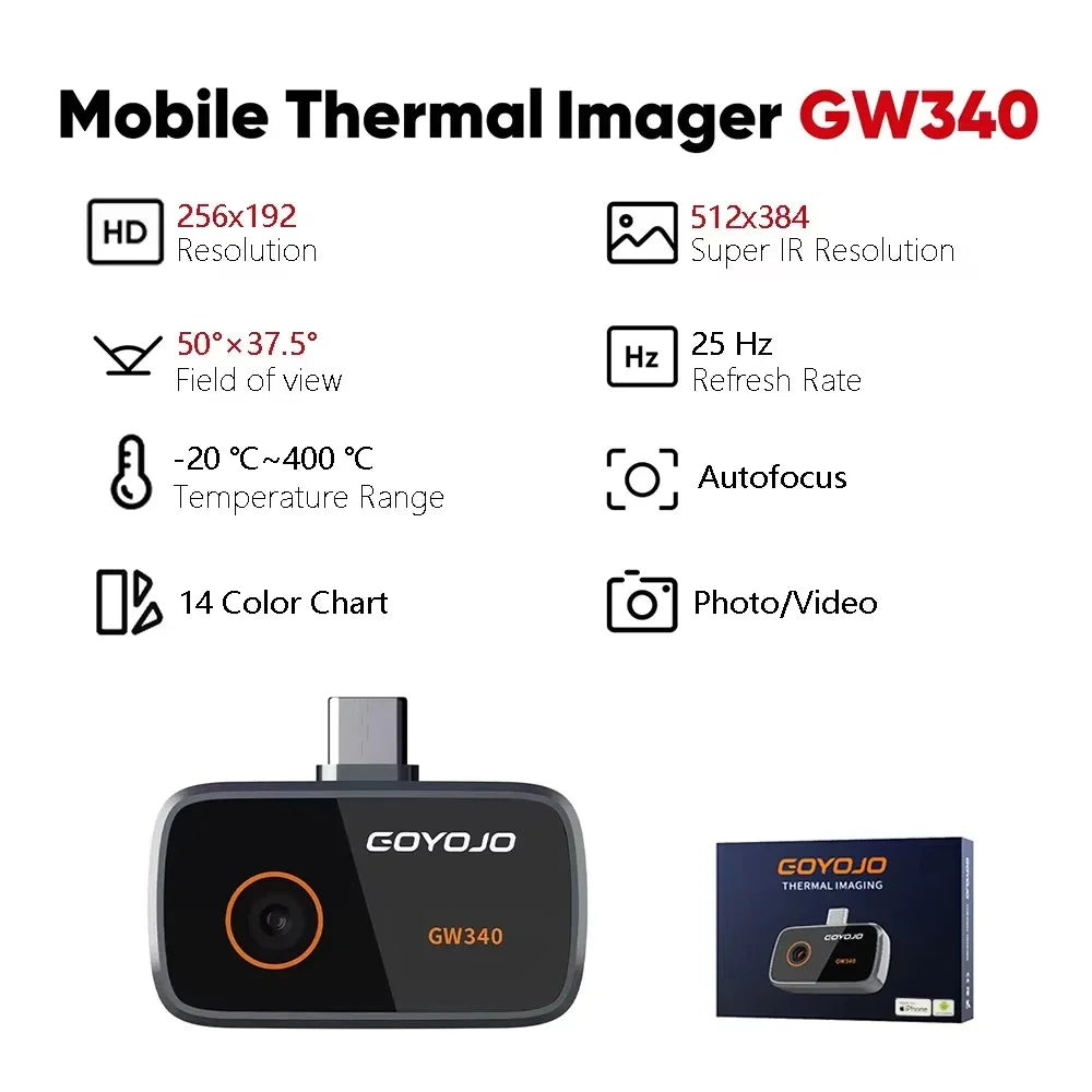 GOYOJO GW192A GW340 Infrared Thermal Imaging Camera for Phone Inspection
