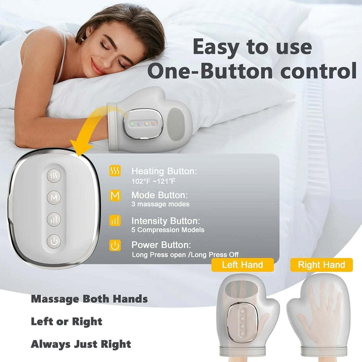 5 Electric Level Hand Massager with Airbag Compression Finger Wrist Palm Massage Machine Vibration Glove for Hand Muscle Relax