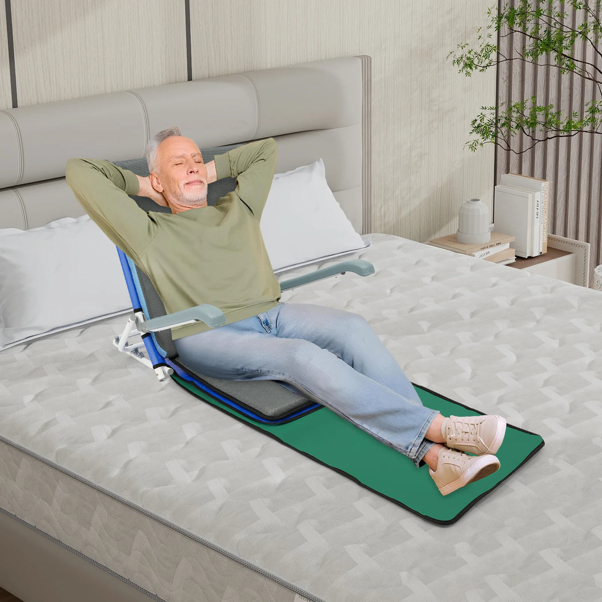 Adjustable Folding Bed Backrest Floor Chair for Reading Relaxation