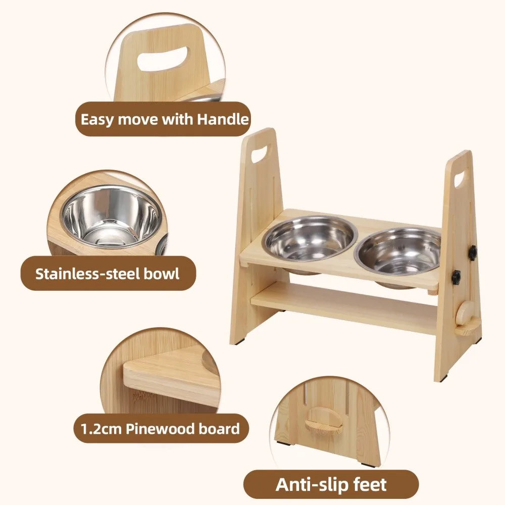 Height Adjustable Elevated Dog Bowls Tall Raised Feeder Stand Dog Food Water Bowl Feeder Station for Large Medium Small Dogs