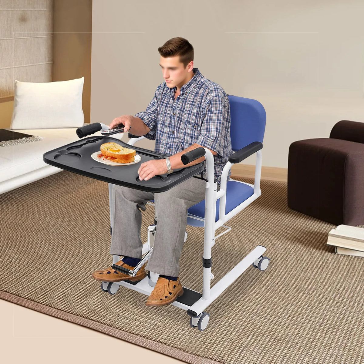 Hydraulic Patient Lift Transfer Chair With Adjustable Shower Seat